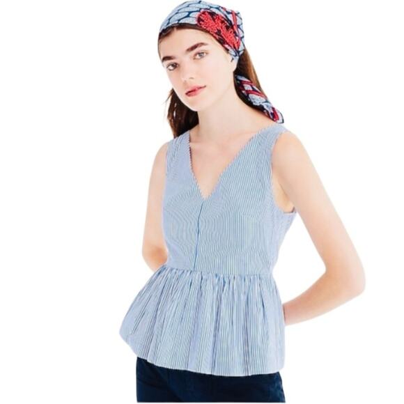 J. Crew Blue & White Stripe Peplum Top Size 14 - Picture 5 of 10